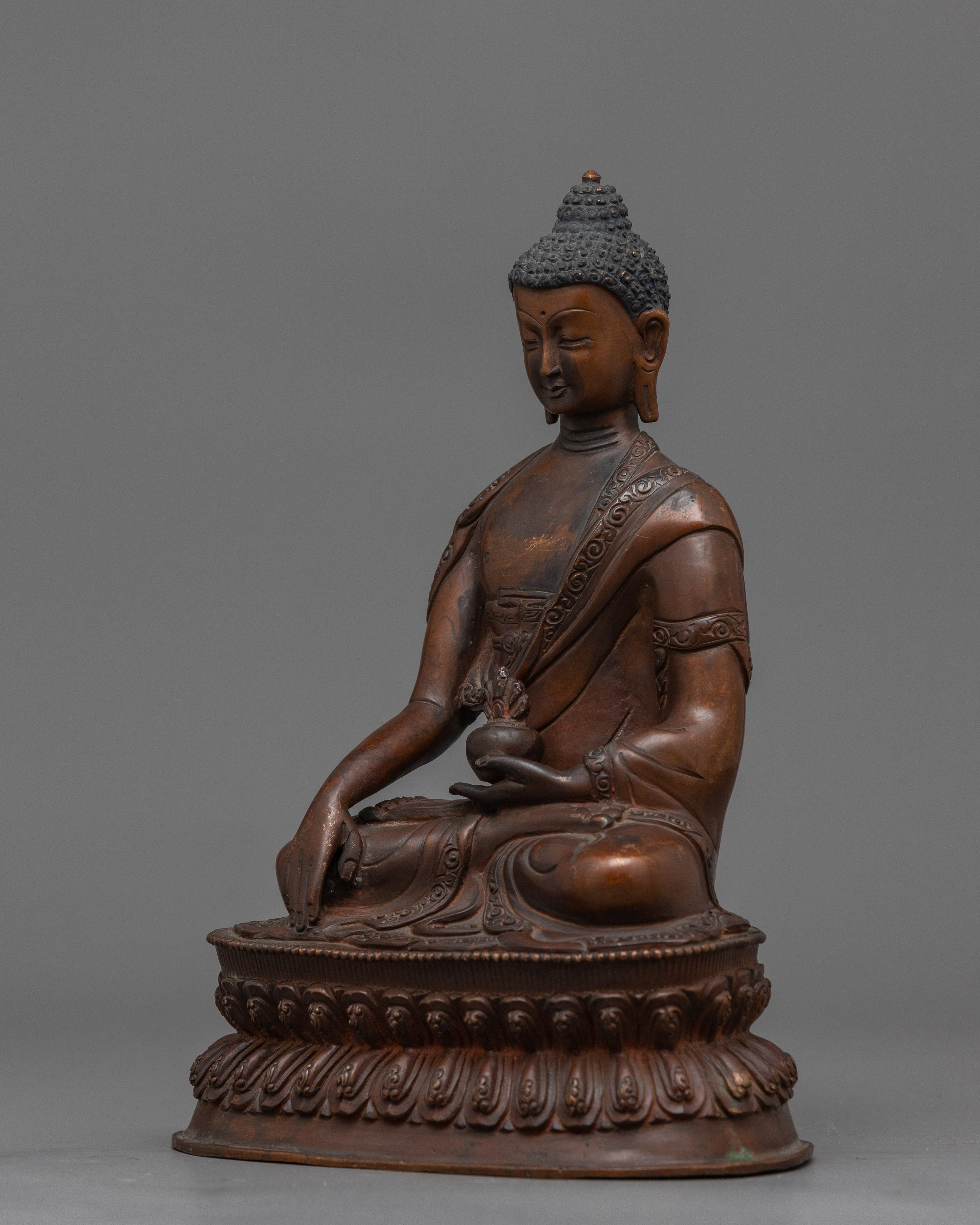 Tibetan Shakyamuni Buddha Oxidized Copper Statue | Traditional Meditation Figure
