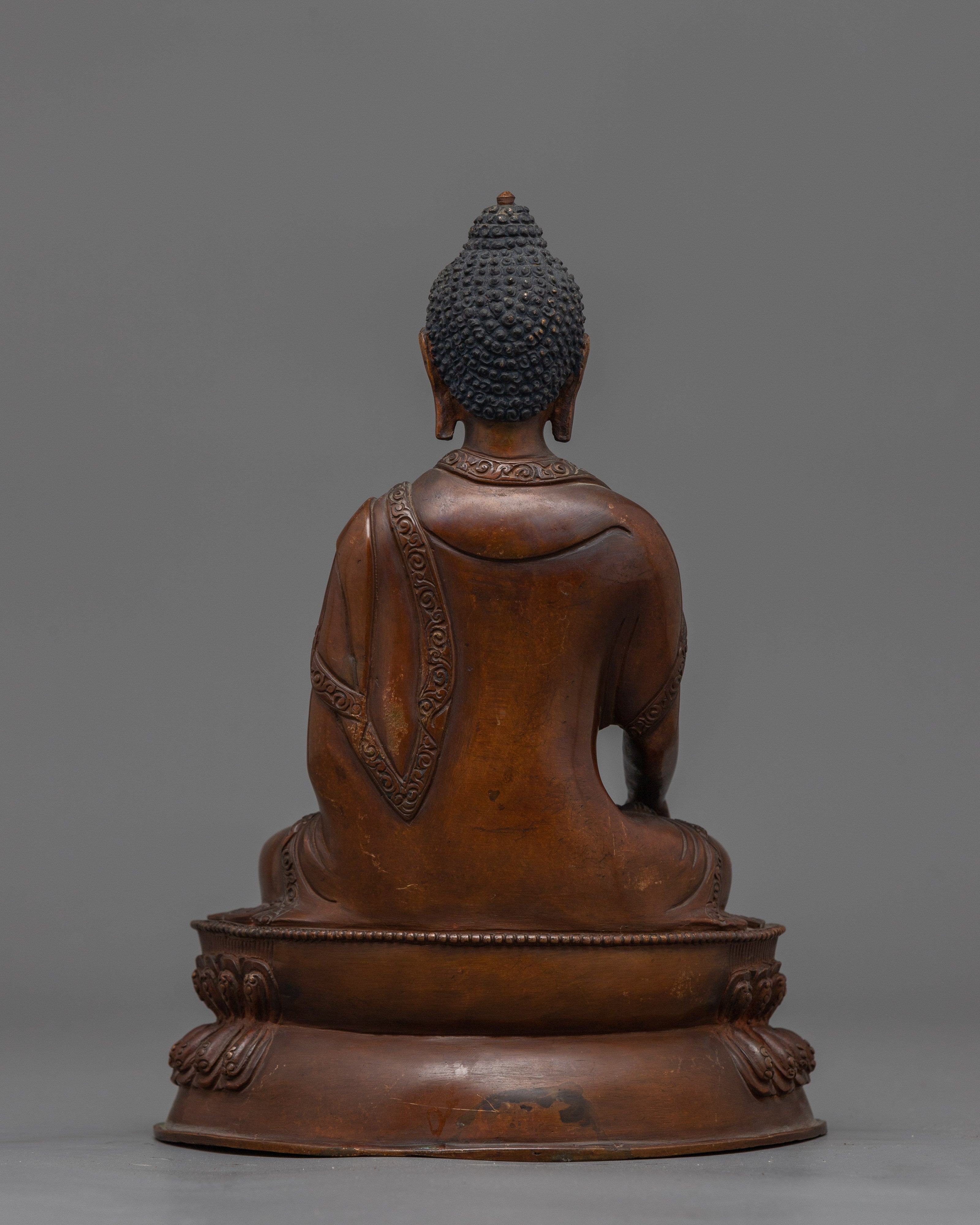 Tibetan Shakyamuni Buddha Oxidized Copper Statue | Traditional Meditation Figure