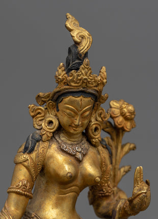 Standing White Tara Statue | Handcrafted Tibetan Deity