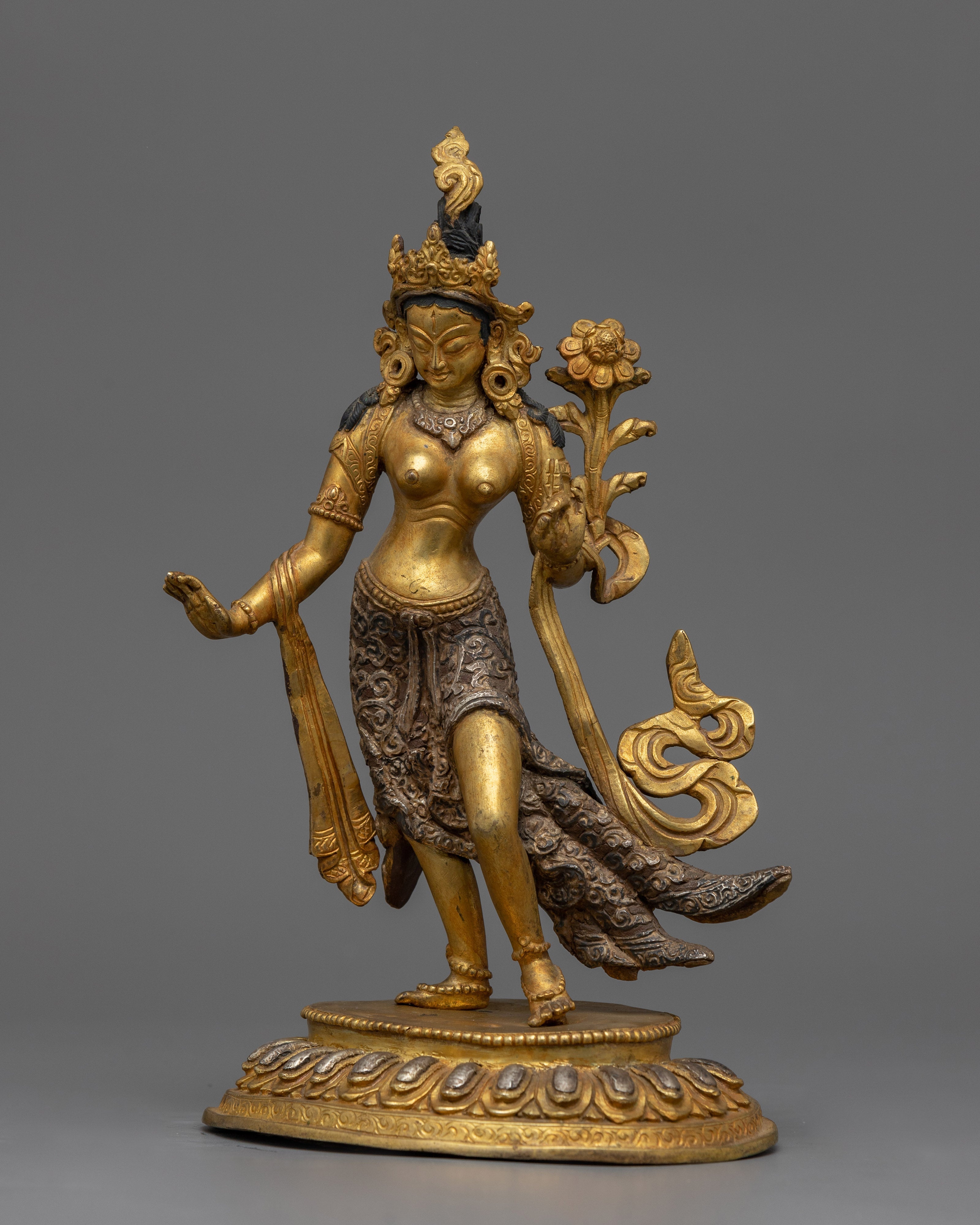 Standing White Tara Statue | Handcrafted Tibetan Deity