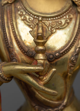 24K Gold-Plated Vajrasattva Meditation Statue | Tibetan Buddhism Spiritual Art"