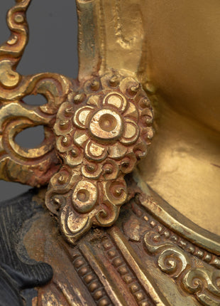 24K Gold-Plated Vajrasattva Meditation Statue | Tibetan Buddhism Spiritual Art"