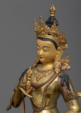 24K Gold-Plated Vajrasattva Meditation Statue | Tibetan Buddhism Spiritual Art"