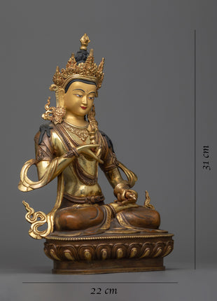 24K Gold-Plated Vajrasattva Meditation Statue | Tibetan Buddhism Spiritual Art"