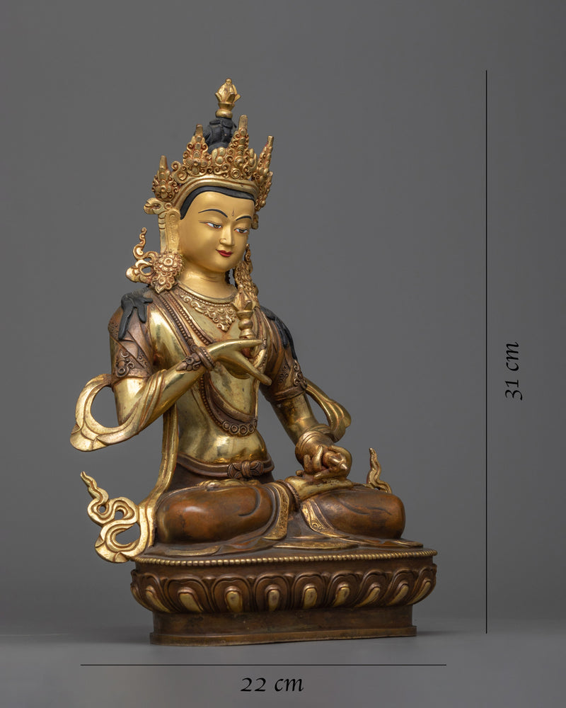 24K Gold-Plated Vajrasattva Meditation Statue | Tibetan Buddhism Spiritual Art"