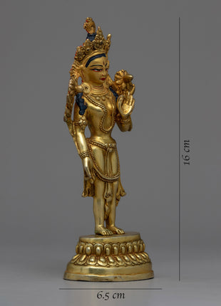 Goddess Standing Green Tara Statue | Handcrafted Statue in Graceful Standing Pose