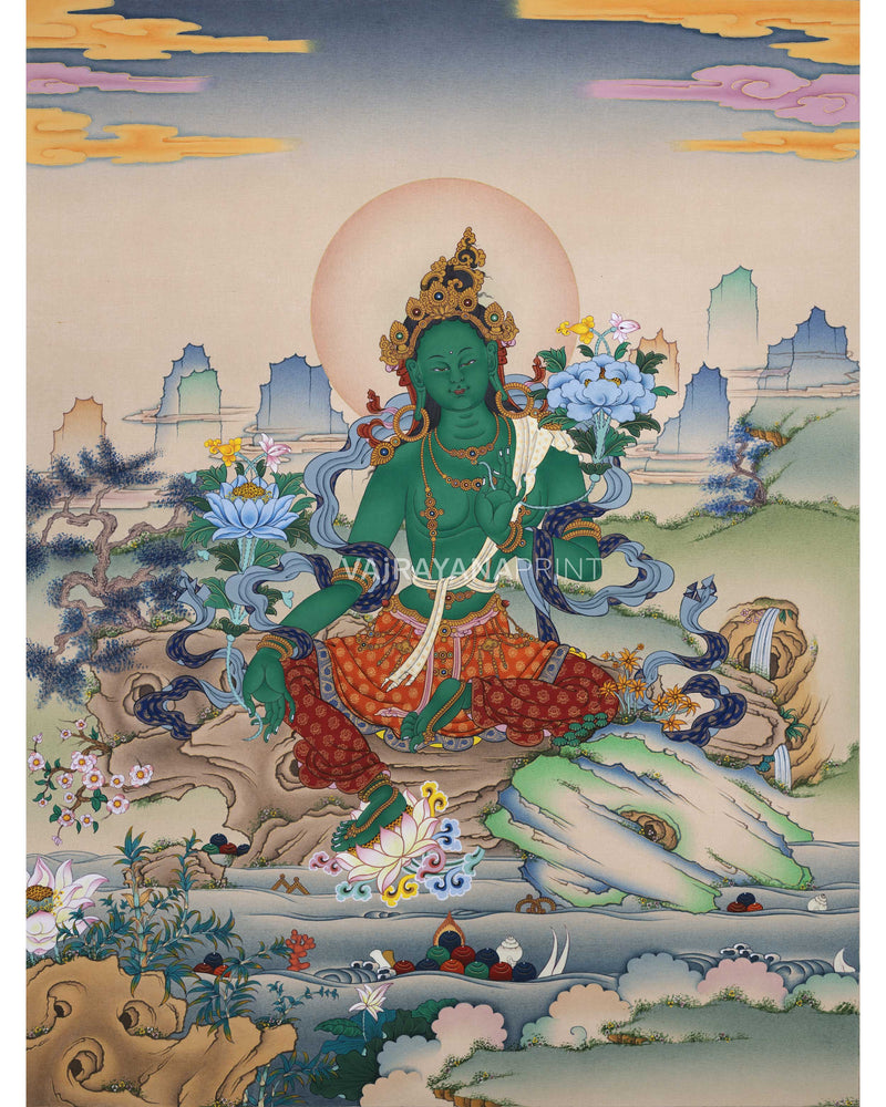 Green Tara Guru Giclee Print For Tara Practice