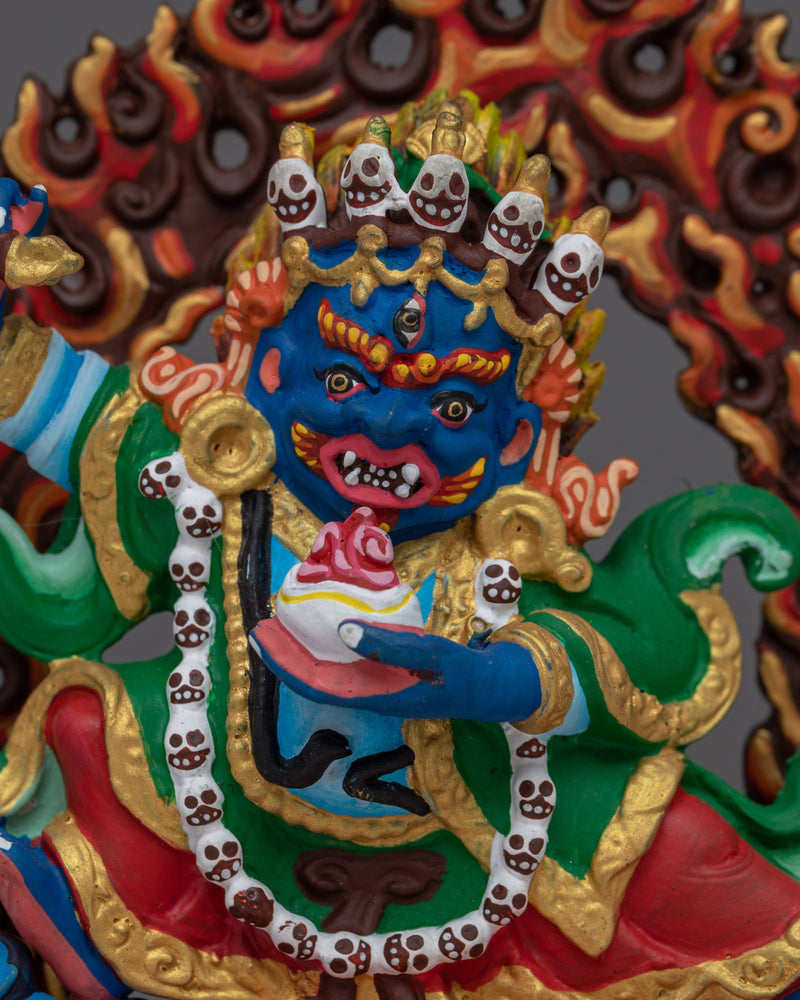 Machine Made Mahakala Bernagchen Sculpture | Guardian Deity of Protection and Power