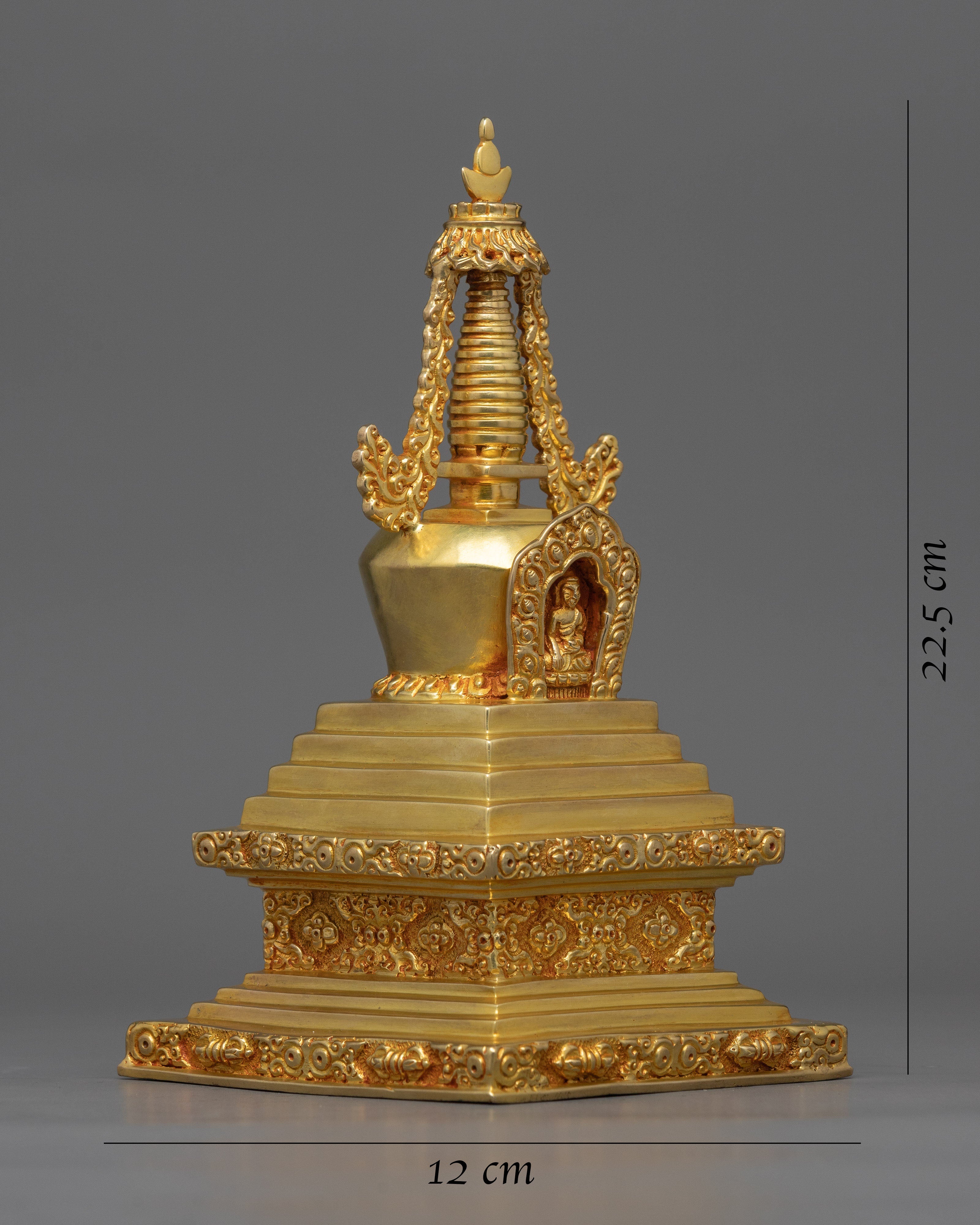 Traditional Golden Buddhist Stupa | Infusing Spaces with Spiritual Essence