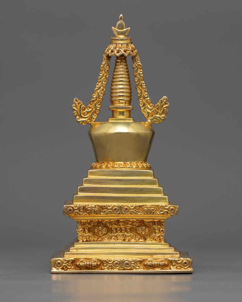 Traditional Golden Buddhist Stupa | Infusing Spaces with Spiritual Essence