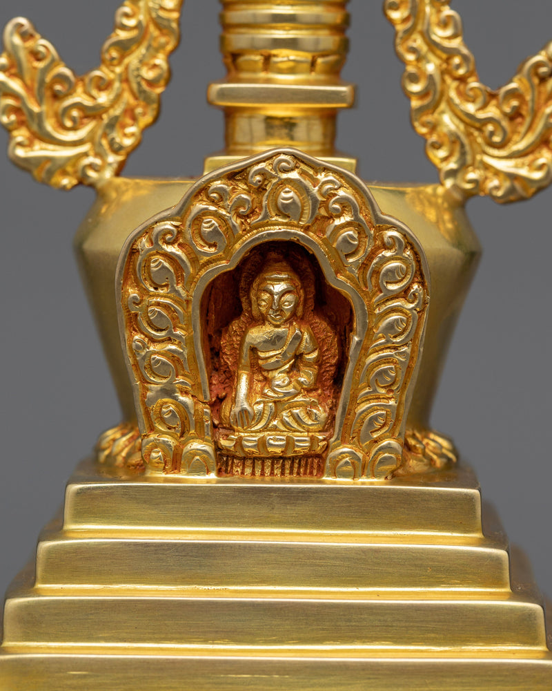 Traditional Golden Buddhist Stupa | Infusing Spaces with Spiritual Essence