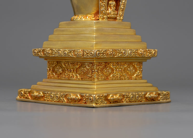 Traditional Golden Buddhist Stupa | Infusing Spaces with Spiritual Essence