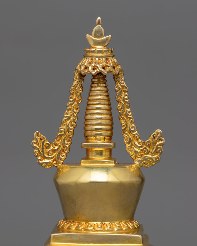 Traditional Golden Buddhist Stupa | Infusing Spaces with Spiritual Essence