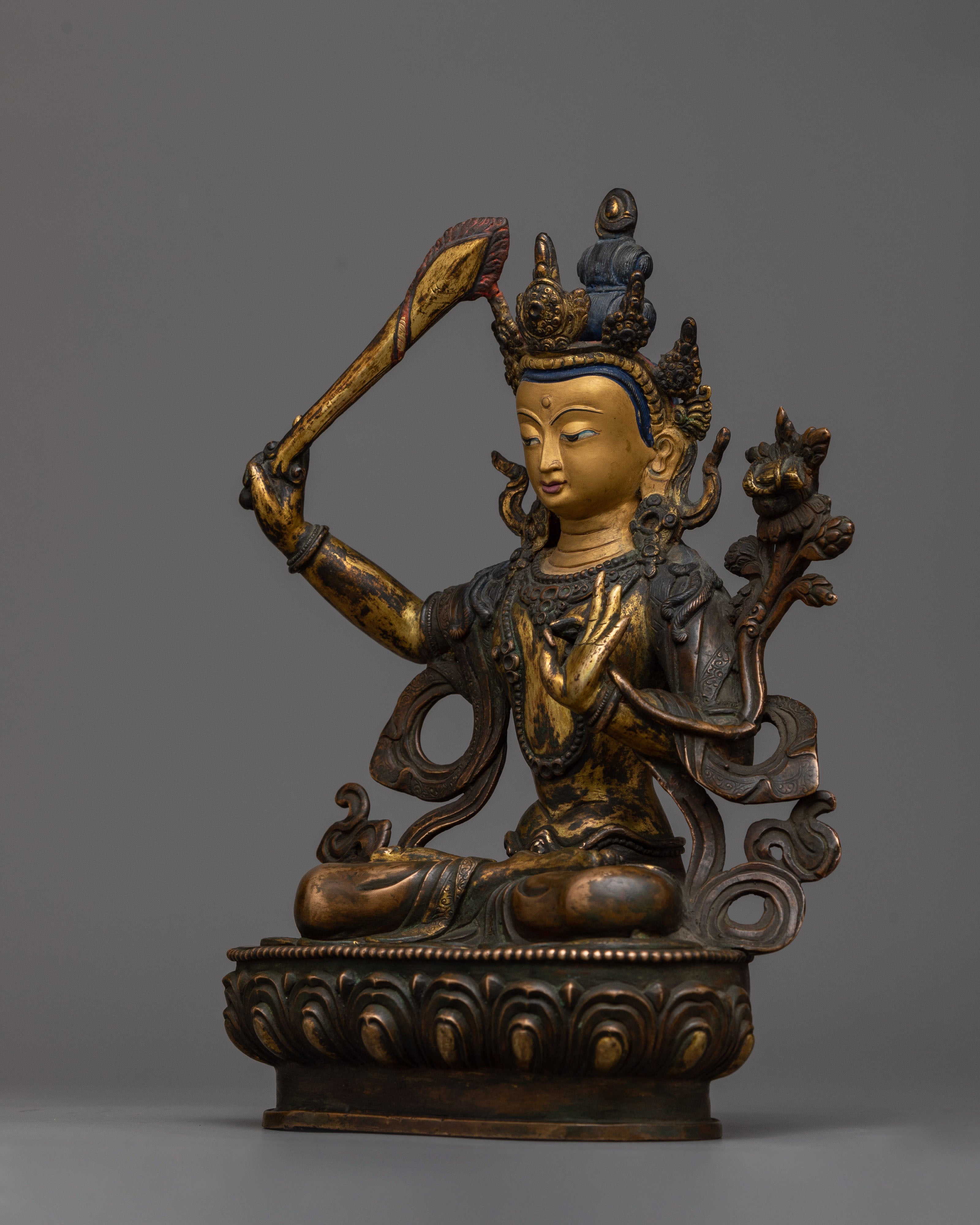 Antique Manjushri Statue | Time-Honored Symbol of Wisdom and Insigh