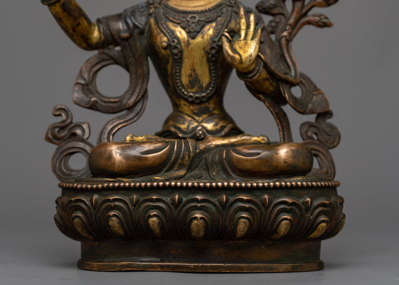 Antique Manjushri Statue | Time-Honored Symbol of Wisdom and Insigh