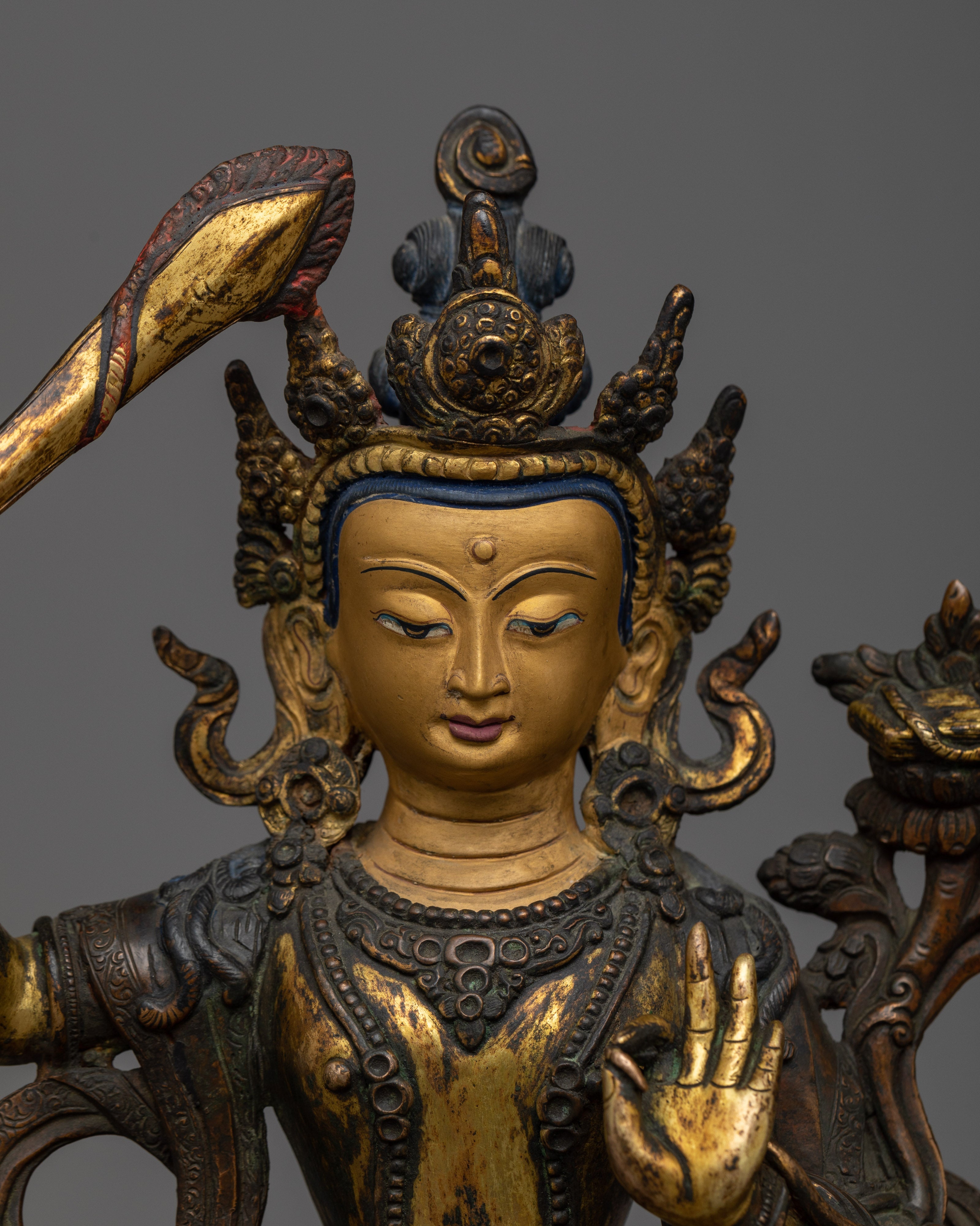 Antique Manjushri Statue | Time-Honored Symbol of Wisdom and Insigh