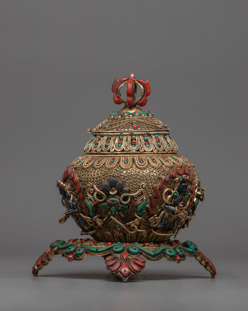 Silver Plated Tibetan Rice Pot | Perfect for Cultural Collectors