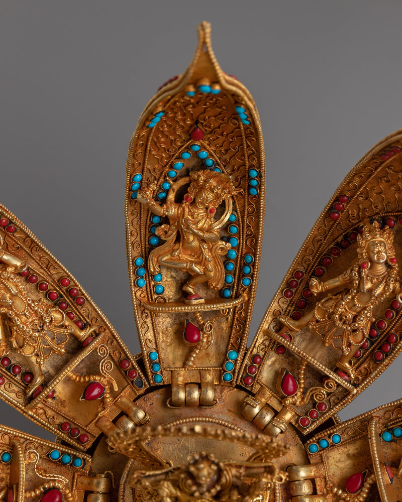 Deity Copper Chakrasamvara Lotus Mandala Flower | Spiritual Home Decor for Meditation Space