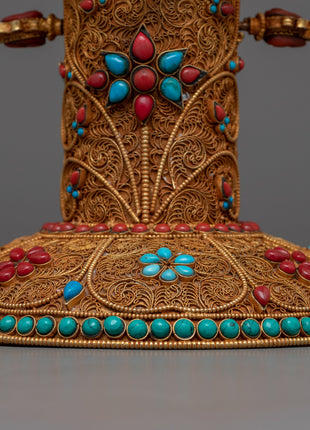 Deity Copper Chakrasamvara Lotus Mandala Flower | Spiritual Home Decor for Meditation Space