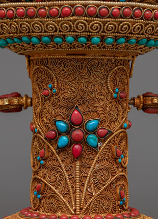 Deity Copper Chakrasamvara Lotus Mandala Flower | Spiritual Home Decor for Meditation Space