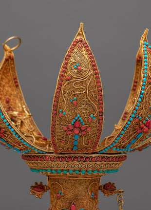 Deity Copper Chakrasamvara Lotus Mandala Flower | Spiritual Home Decor for Meditation Space