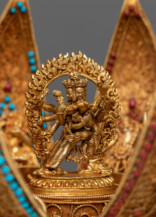 Deity Copper Chakrasamvara Lotus Mandala Flower | Spiritual Home Decor for Meditation Space