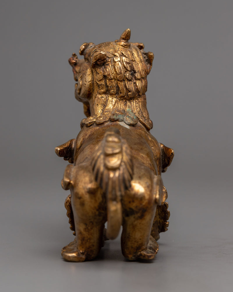 Copper Lion Set Statue | Traditional Guardians in Sculpture