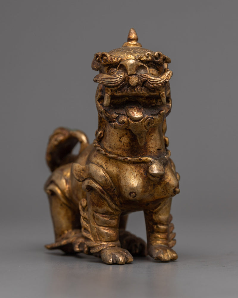 Copper Lion Set Statue | Traditional Guardians in Sculpture