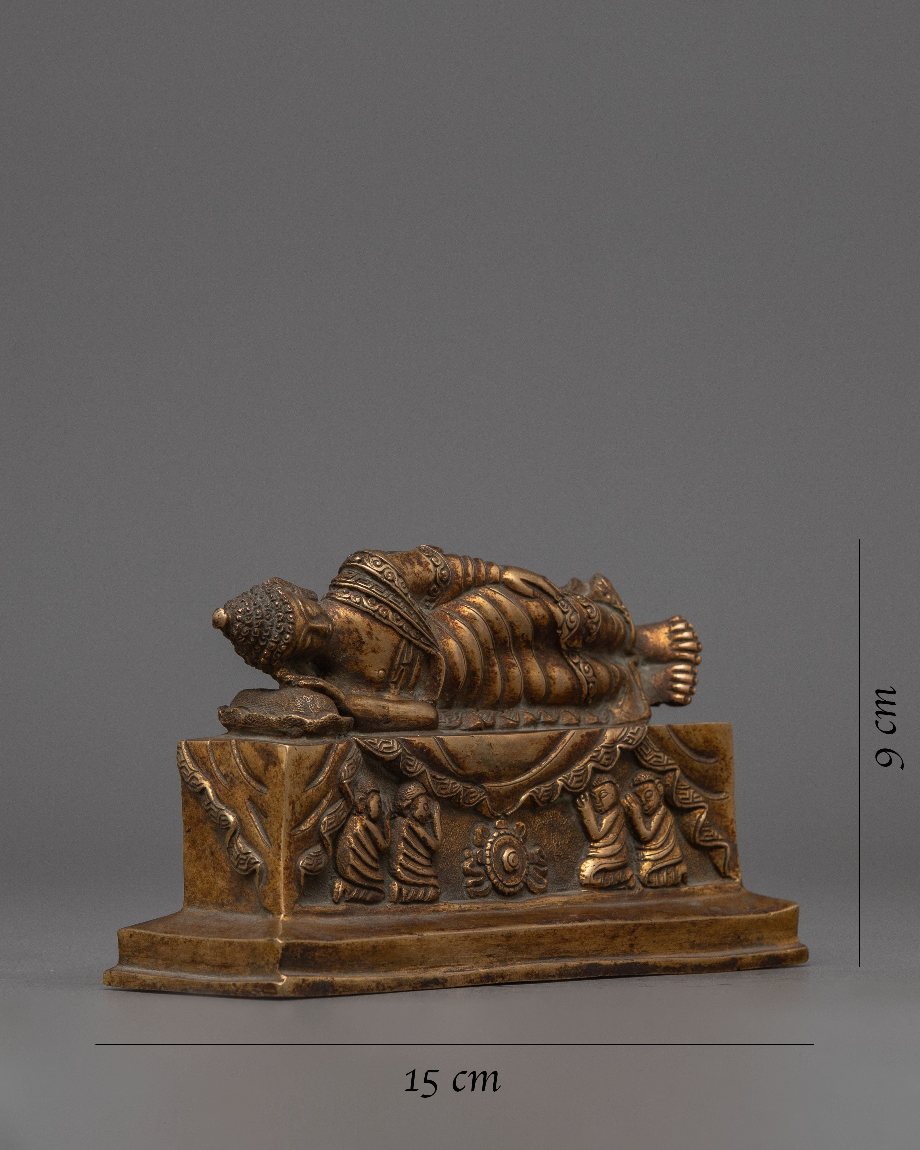 Sleeping Buddha Antique Gold Plated Statue | Symbolizing Ultimate Spiritual Release