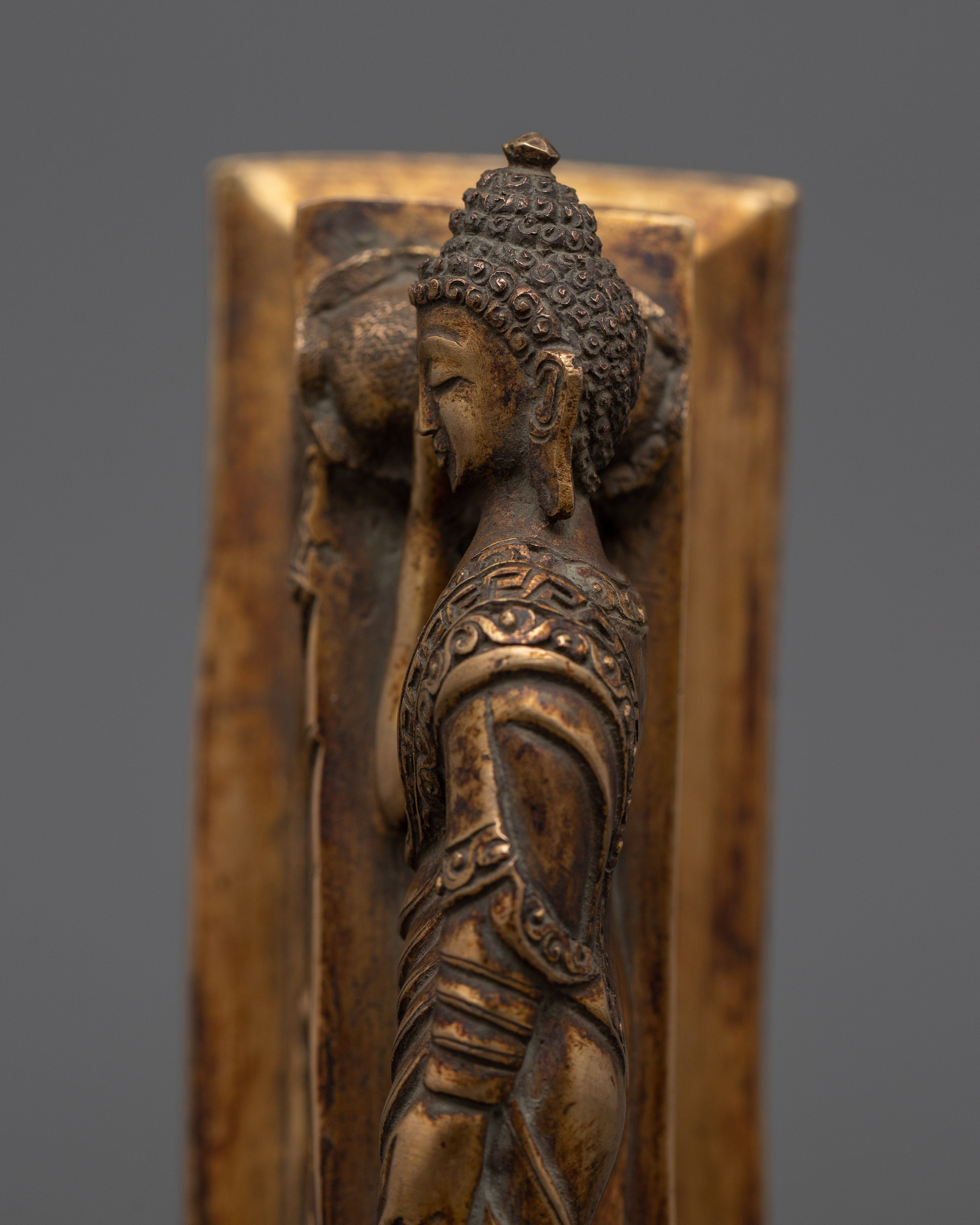 Sleeping Buddha Antique Gold Plated Statue | Symbolizing Ultimate Spiritual Release