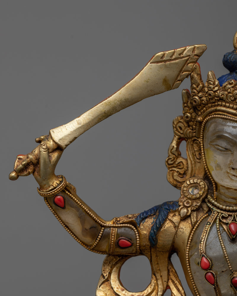 Crystal Manjushri Sadhana Statue | Masterpiece of Buddhist Art for Devotion