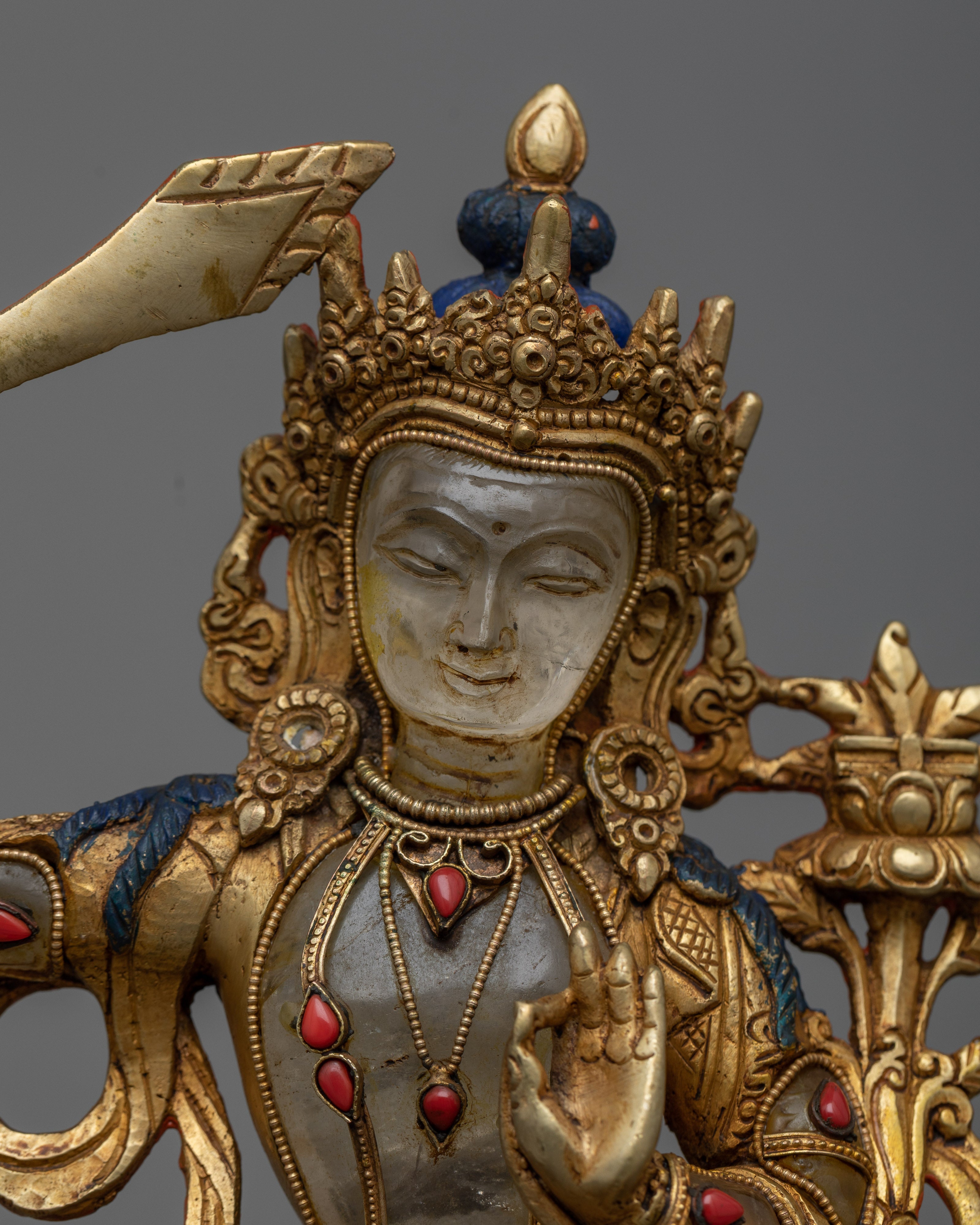 Crystal Manjushri Sadhana Statue | Masterpiece of Buddhist Art for Devotion
