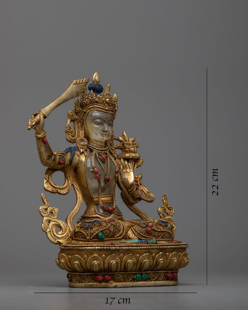 Crystal Manjushri Sadhana Statue | Masterpiece of Buddhist Art for Devotion