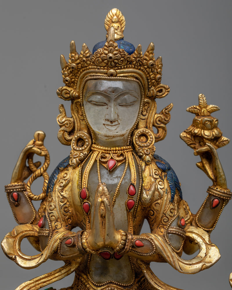 4 Arm Chenrezig Statue | Handmade Art for Mindfulness and Inner Peace