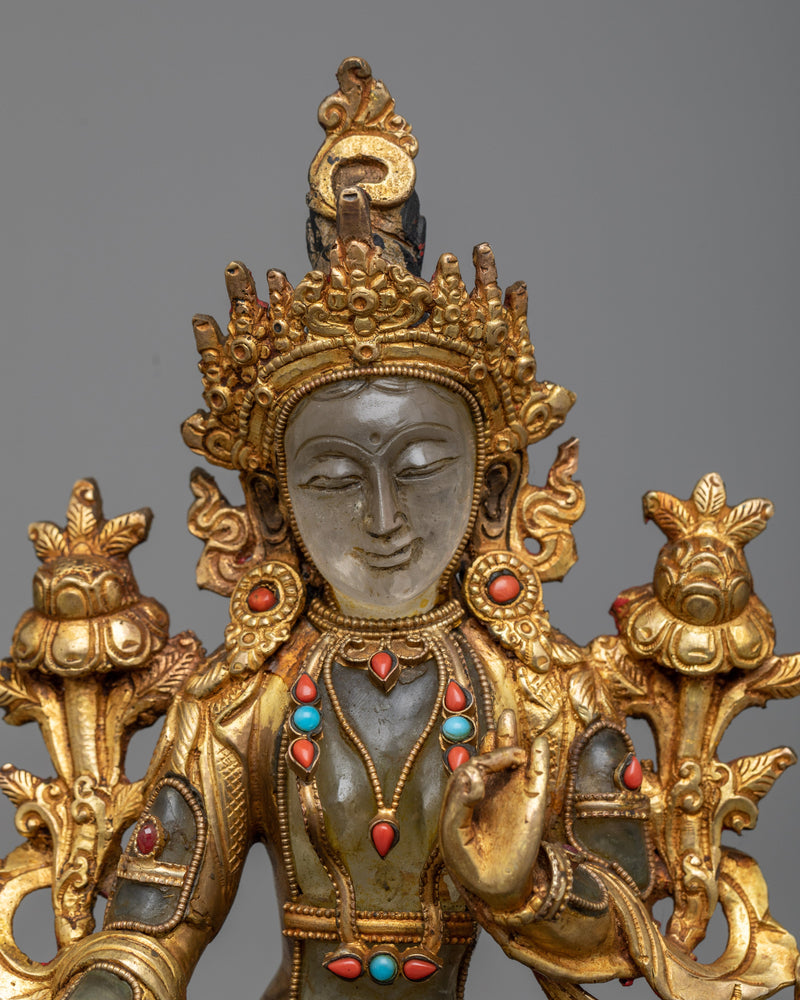 Green Tara Guru Statue | Divine Protector and Spiritual Guide for Home Altar