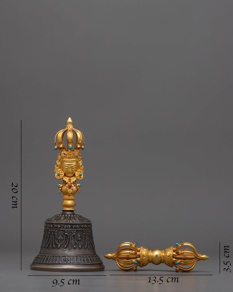24k Gold Plated Vajra & Bell Set | Handcrafted for Sacred Rituals