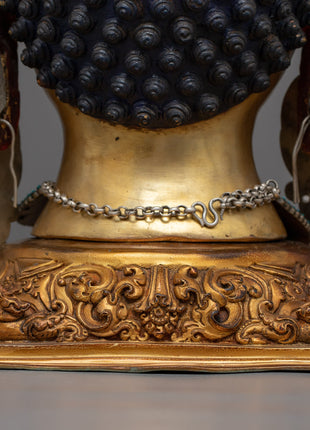 Golden Buddha Head Statue | Classic Decor for Yoga Studio or Personal Altar