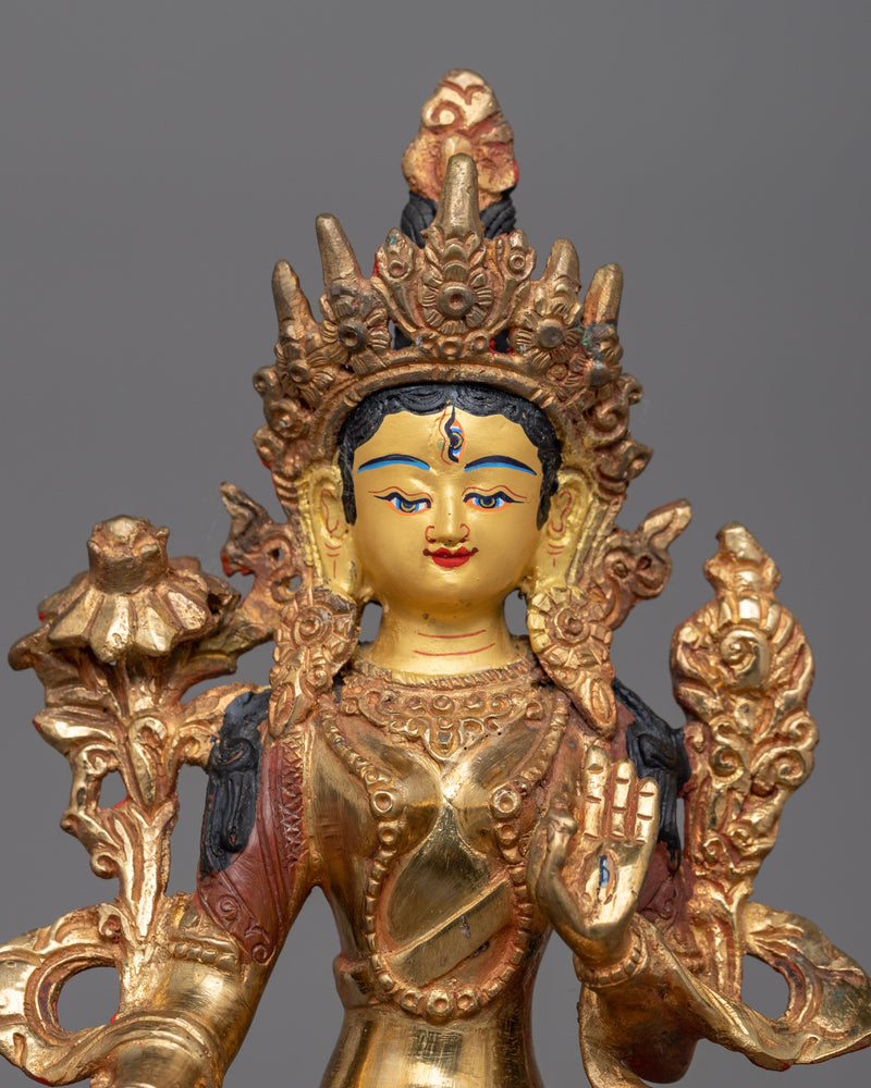 White Tara Copper Statue | Serene Meditation Space Art