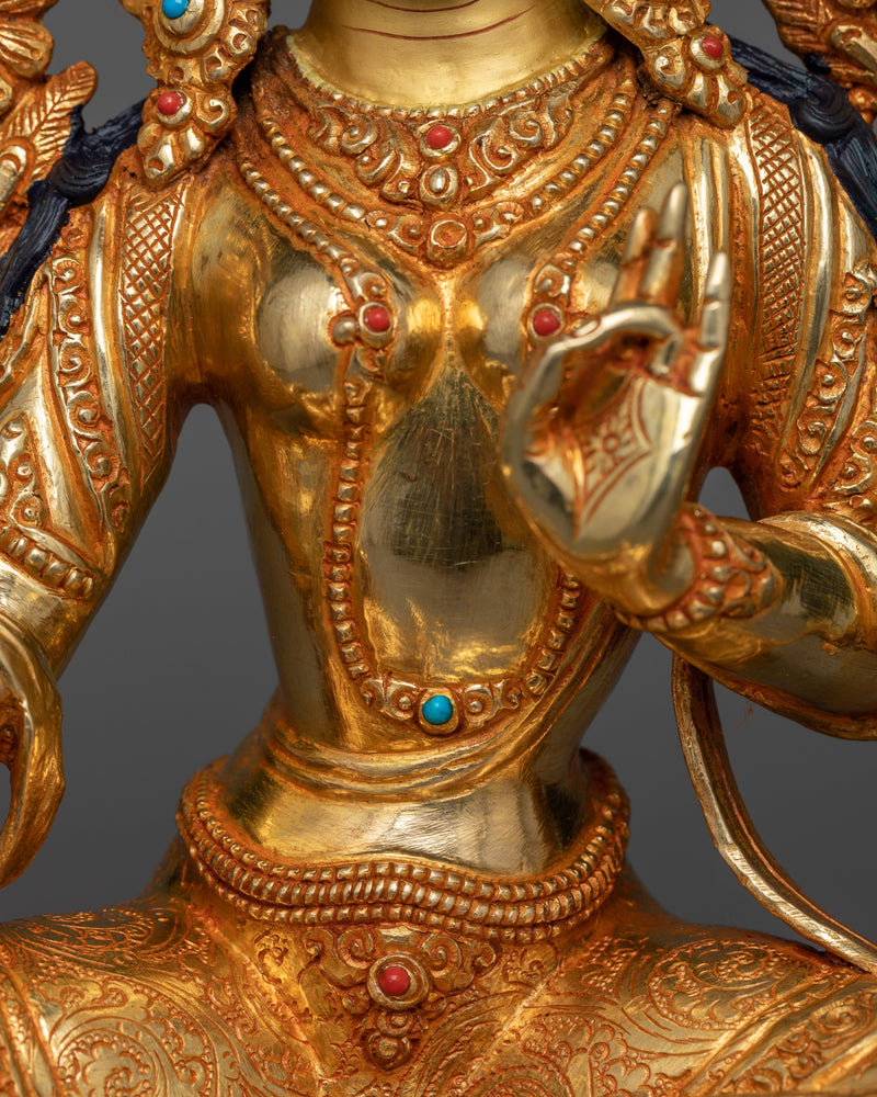 Green Tara Copper Statue | Handmade Spiritual Deity
