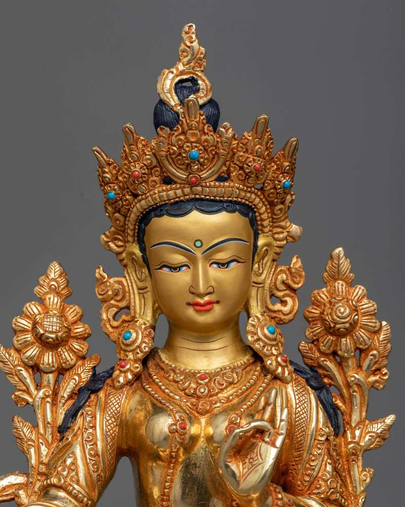 Green Tara Copper Statue | Handmade Spiritual Deity