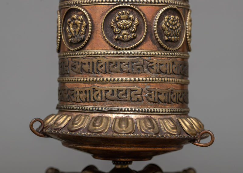 Stand Copper Prayer Wheel | Unique Buddhist Artifact for Serenity and Devotion
