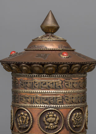 Stand Copper Prayer Wheel | Unique Buddhist Artifact for Serenity and Devotion
