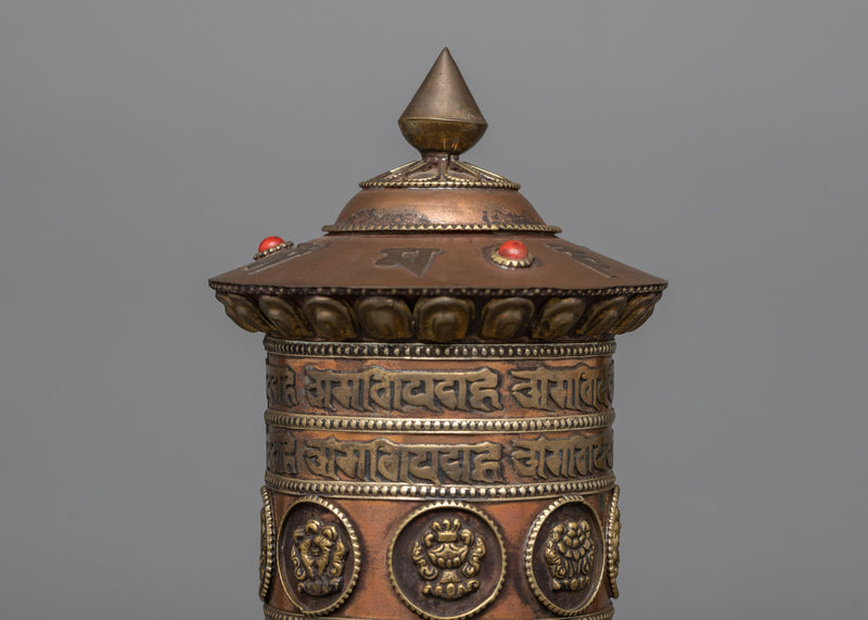 Stand Copper Prayer Wheel | Unique Buddhist Artifact for Serenity and Devotion