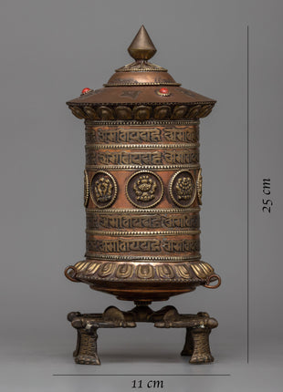 Stand Copper Prayer Wheel | Unique Buddhist Artifact for Serenity and Devotion