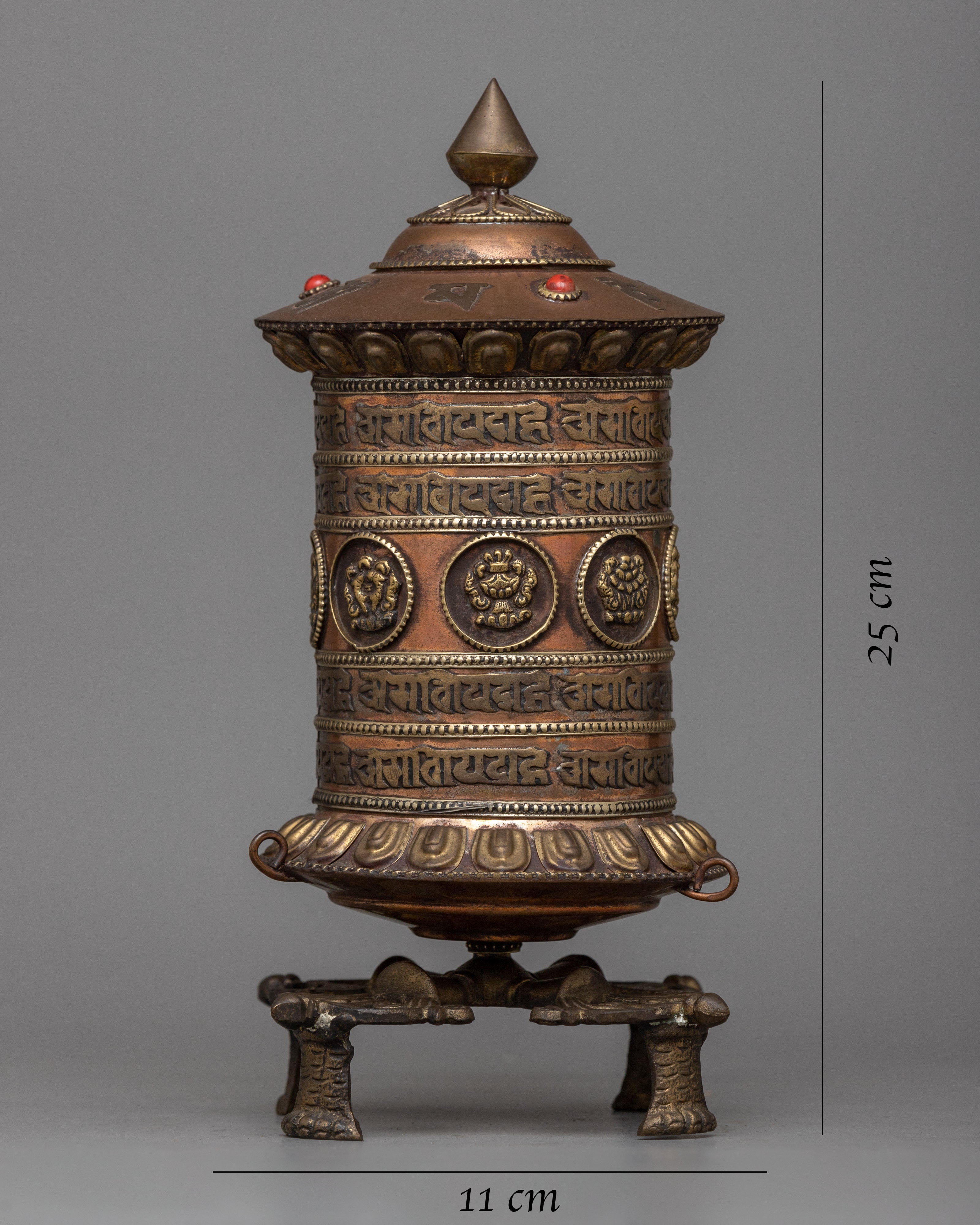 Stand Copper Prayer Wheel | Unique Buddhist Artifact for Serenity and Devotion