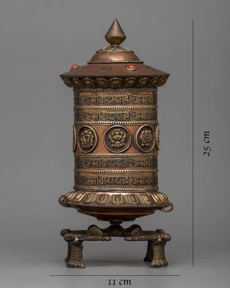 Stand Copper Prayer Wheel | Unique Buddhist Artifact for Serenity and Devotion