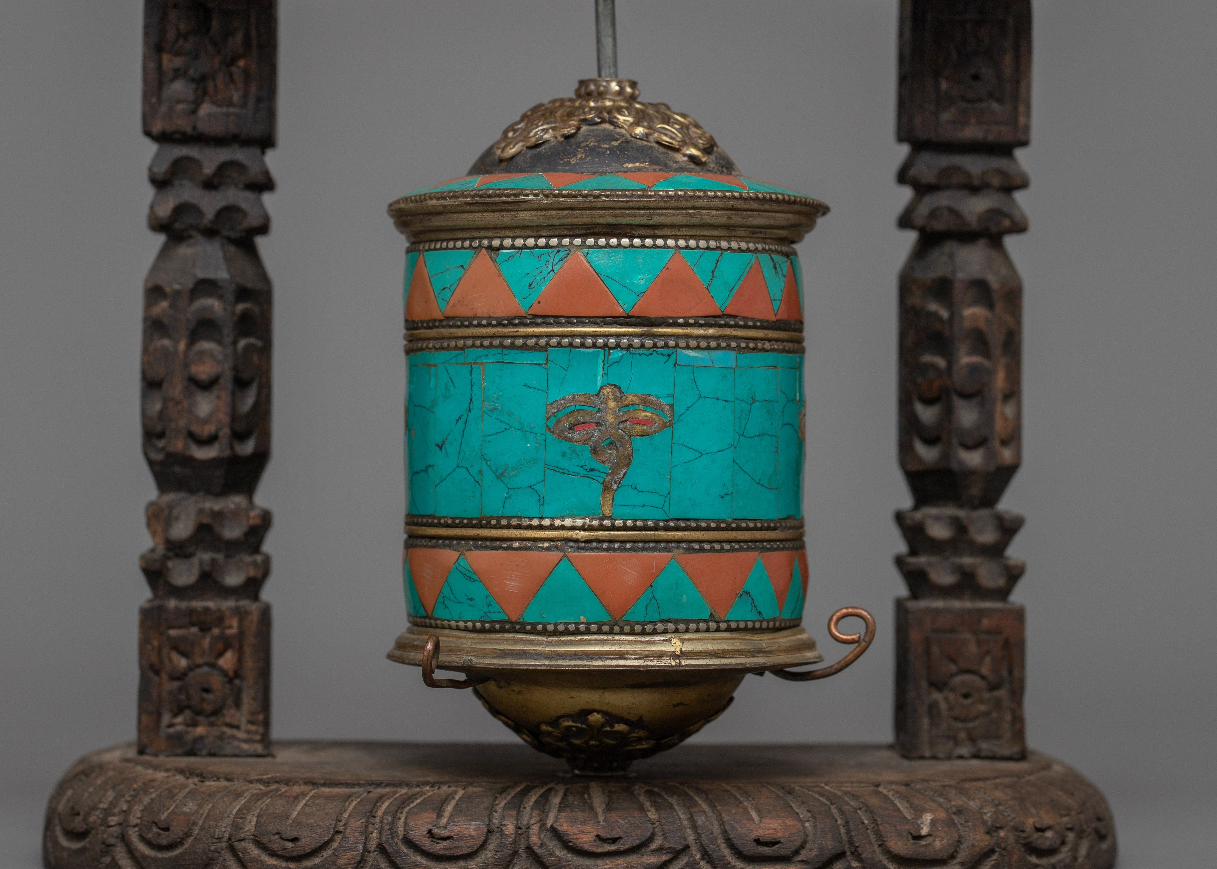 Turquoise Prayer Wheel | Infusing Tradition into Meditation