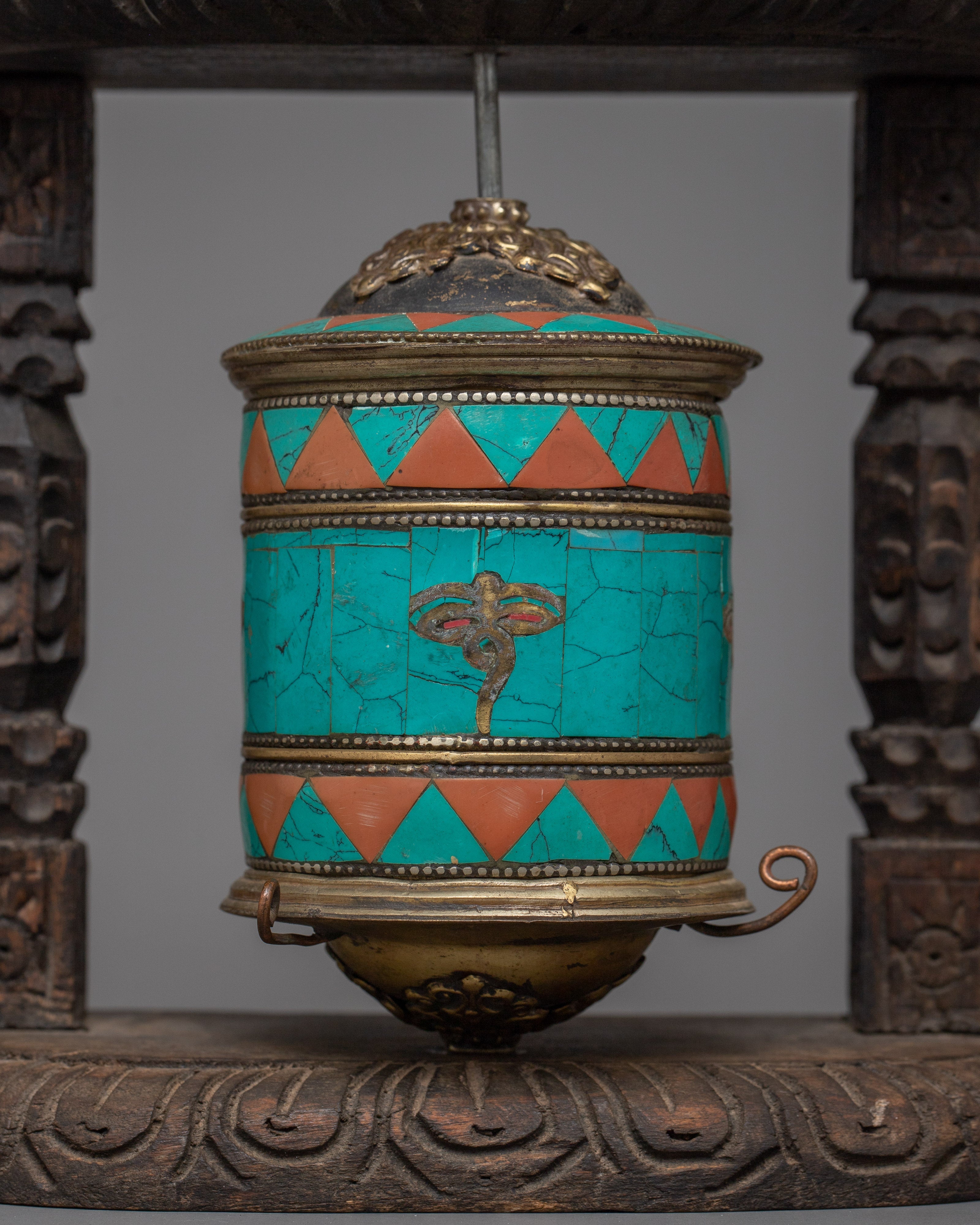 Turquoise Prayer Wheel | Infusing Tradition into Meditation