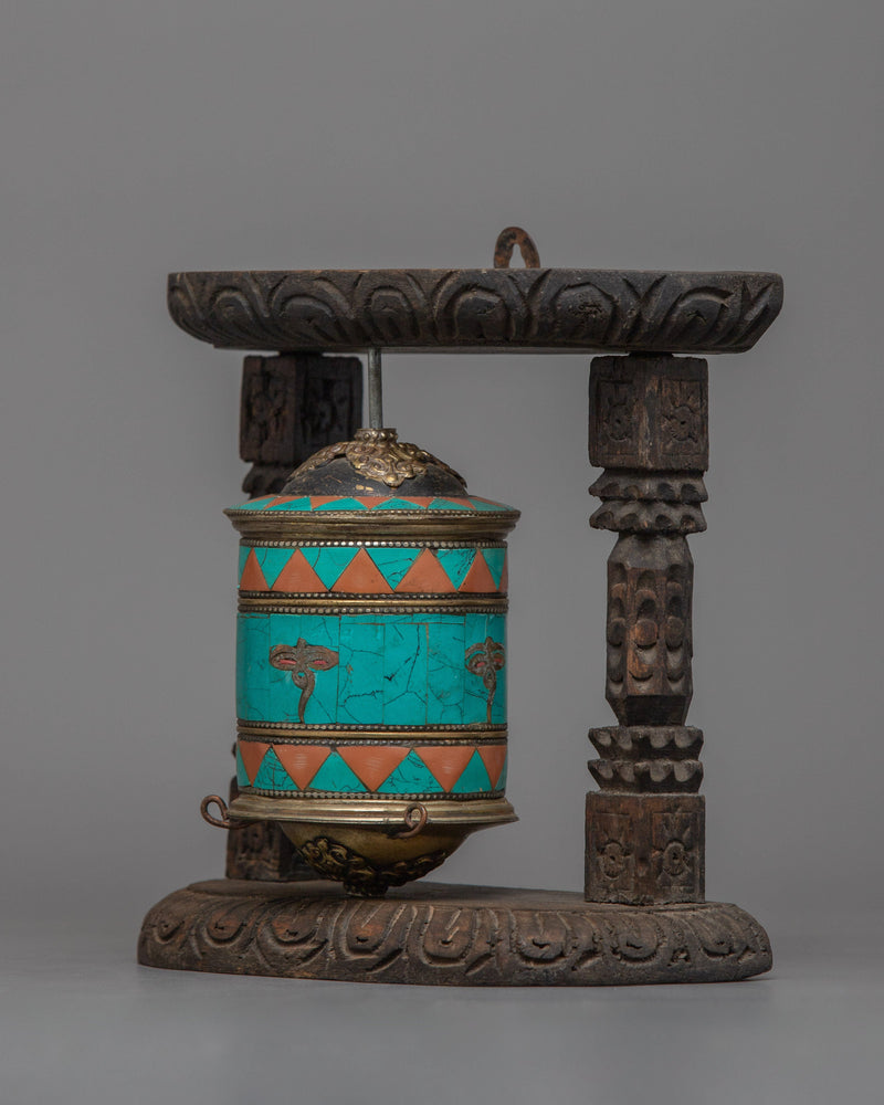 Turquoise Prayer Wheel | Infusing Tradition into Meditation