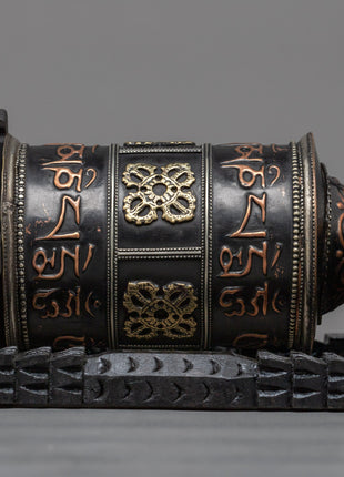 Wooden Prayer Wheel | Boho Meditation Decor